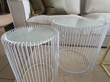 KARE Design Stolik Kawowy Wire SET 2 Biały-2