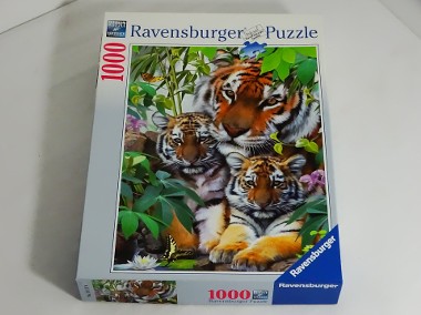Puzle Ravensburger 1000 elementów. Rodzina Tygrysów 191178-1