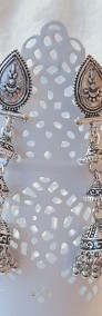 Nowe kolczyki indyjskie orientalne długie dzwonki srebrny kolor boho bohemian-4