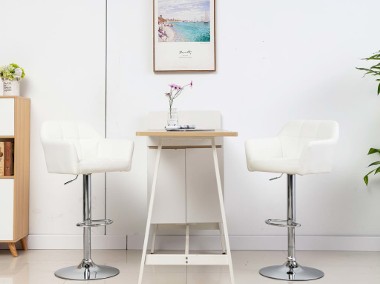 vidaXL Krzesło barowe z podłokietnikami, białe, sztuczna skóra249751-1