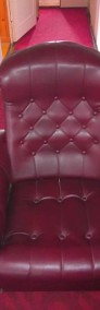 Fotel na kółkach fotele PRL imitacja skórzana skóra wiśniowy wiśnia-3