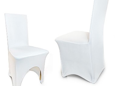 Białe Elastyczne Pokrowce krzesła kanciaste 50szt spandex-1