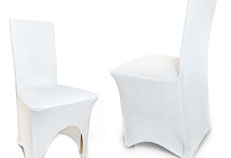 Białe Elastyczne Pokrowce krzesła kanciaste 50szt spandex