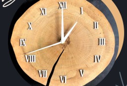 Zegar z drewna 30 cm. Pełna personalizacja: dąb, wiąz, brzoza