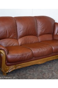 Zestaw wypoczynkowy skórzany: sofa z opcją spania typu belgijskiego + 2 fotele.-2