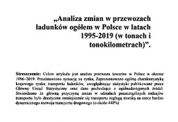 „Analiza zmian w przewozach﻿ ładunków ogółem w Polsce w latach﻿ 1995-2019”.
