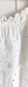 Biała bawełniana sukienka S 36 hiszpanka mini na lato haft angielski wzór-4