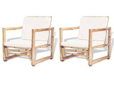 vidaXL Krzesła ogrodowe z poduszkami, 2 szt., bambusowe 43158-1