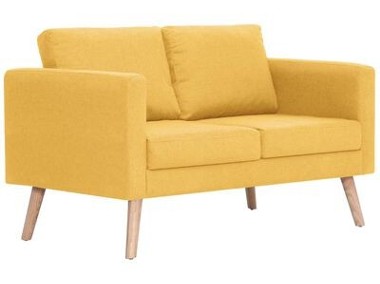 vidaXL Sofa 2-osobowa tapicerowana tkaniną, żółtaSKU:281361*-1
