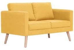 vidaXL Sofa 2-osobowa tapicerowana tkaniną, żółtaSKU:281361*