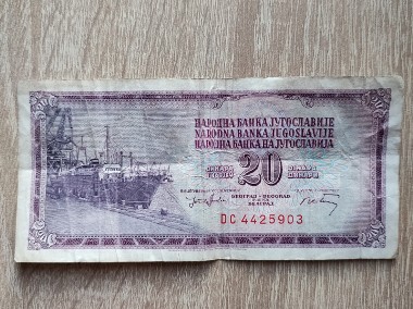 Banknot 20 Dinara 1974 Jugosławia-1