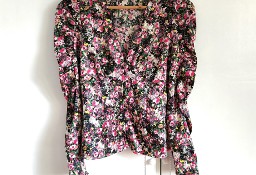 Bluzka Vero Moda XS 34 S 36 satynowa guziki kwiaty floral retro elegancka