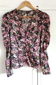 Bluzka Vero Moda XS 34 S 36 satynowa guziki kwiaty floral retro elegancka-2