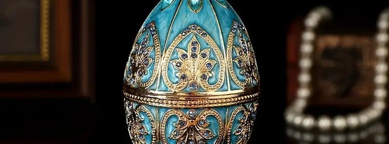 1 szt. Pudełko na Biżuterię w Kształcie Jaja, Emajlowane w Stylu Fabergé-1