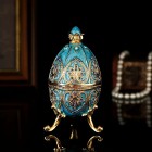 1 szt. Pudełko na Biżuterię w Kształcie Jaja, Emajlowane w Stylu Fabergé