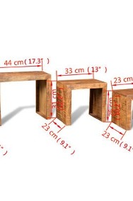 vidaXL Zestaw 3 stolików wsuwanych pod siebie, lite drewno mangoSKU:241130-3