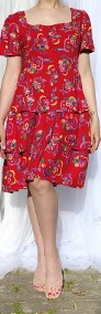 Kolorowa sukienka czerwona vintage retro XL 42 L 40 wiskoza lata 80-4