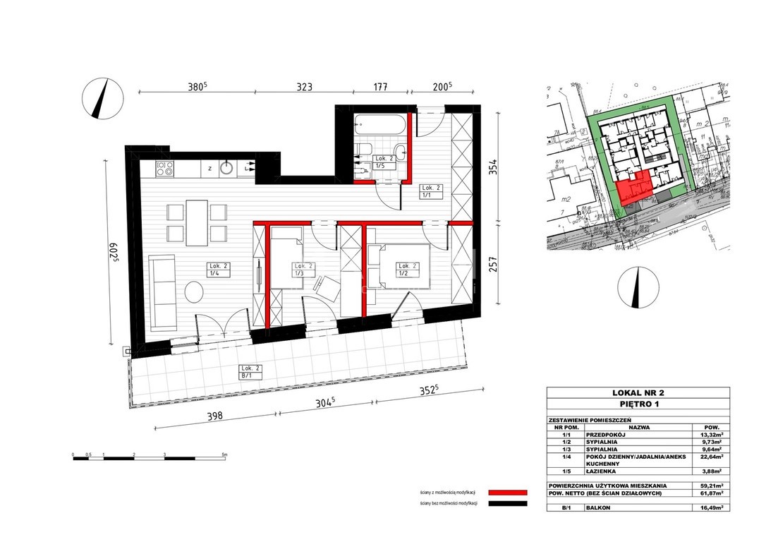3 pokoje - duży balkon - garaż – pohled 2