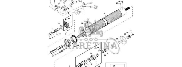John Deere 960 - Wałek DC221446 (Pasy, rolki, bramki)-1