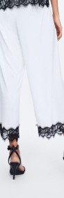 (40/L) ZARA/ Białe, długie , ekskluzywne spodnie z koronką z Madrytu/ NOWE-3
