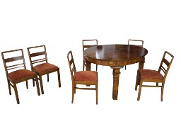 Stół i 6 krzeseł art - deco w orzechu / stan BDB / antyki