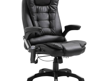 vidaXL Krzesło biurowe z masażem, czarne, sztuczna skóra20235-1
