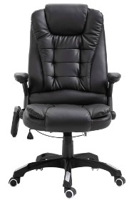 vidaXL Krzesło biurowe z masażem, czarne, sztuczna skóra20235-2