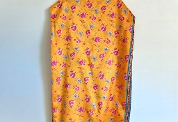 Vintage saree sari żółte w kwiaty floral indyjska sukienka retro orient