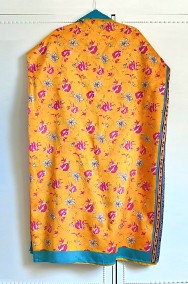 Vintage saree sari żółte w kwiaty floral indyjska sukienka retro orient-2