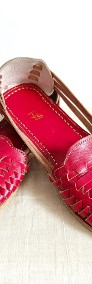Czerwone skórzane buty sandały retro paski 40 skóra boho bohemian hippie-3