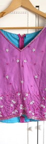 Różówy komplet spódnica top jedwab koraliki haft Barbie orient Bollywood-4