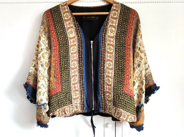 Kurtka narzutka kimono Zara XS 34 boho bohemian etno hippie kolorwe-1