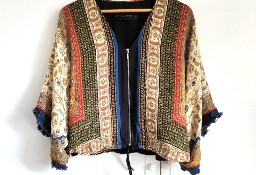Kurtka narzutka kimono Zara XS 34 boho bohemian etno hippie kolorwe