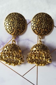 Duże koloczyki kolor złoty boho etno ethnic bohemian jhumki Azja Orient-2