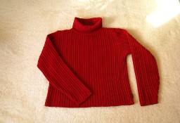 Elegancki, czerwony sweterek z golfem,  rozm. M/L   
