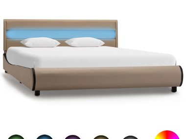 vidaXL Rama łóżka z LED, kolor cappuccino, sztuczna skóra, 120x200 cm 285034-1
