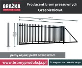 GRZEBIENIOWA - brama przesuwna 142x400 z pionowymi profilami 60x40 – ocynk