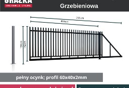 GRZEBIENIOWA - brama przesuwna 142x400 z pionowymi profilami 60x40 – ocynk