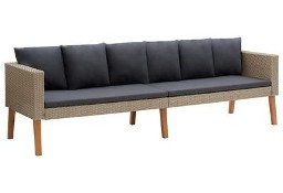 vidaXL 3-osobowa sofa ogrodowa z poduszkami, rattan PE, beż