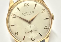 LIDHER szwajcarski Złoty zegarek męski 750 18K na PASKU elegancki CUD