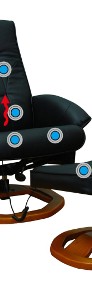 vidaXL Fotel masujący z podnóżkiem, czarny, sztuczna skóra 60277-3