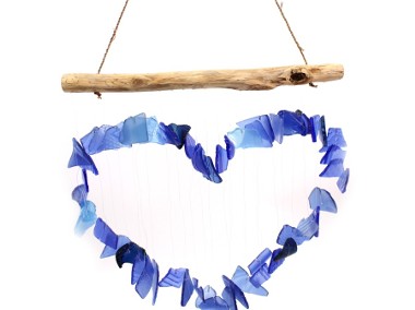 Szklany Dzwonek Wietrzny – Blue Heart-1