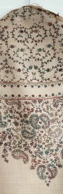 Duży szal orientalny indyjski haftowany haft beżowy paisley floral kwiaty-3