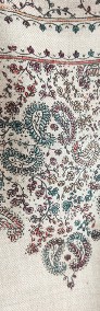 Duży szal orientalny indyjski haftowany haft beżowy paisley floral kwiaty-4