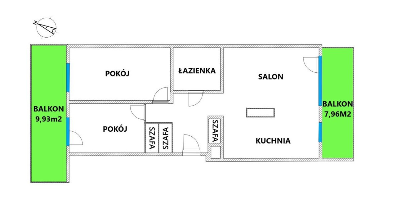 3 pokoje 2 balkony szerokie miejsce parkingowe - Widok 4
