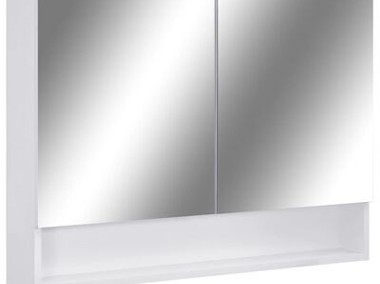 vidaXL Szafka łazienkowa z lustrem i LED, biała, 80x15x60 cm, MDF-1