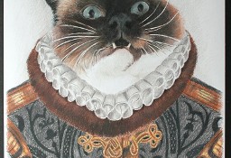 KOT KOTEK portret kota w kostiumie szlachcic baron rysunek A3