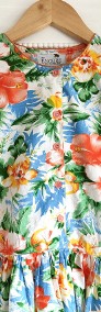 Sukienka vintage bawełna letnia lato dziewczęca XS 34 kwiaty floral-3