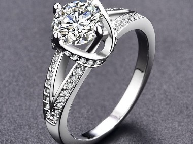 Nowy pierścionek srebrny kolor biała cyrkonia królewski elegancki-1