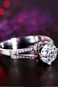 Nowy pierścionek srebrny kolor biała cyrkonia królewski elegancki-2